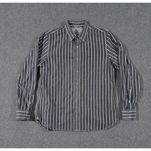 American Eagle Outfitters Mens Vintage Fit Striped Button Down Shirt Grey Large